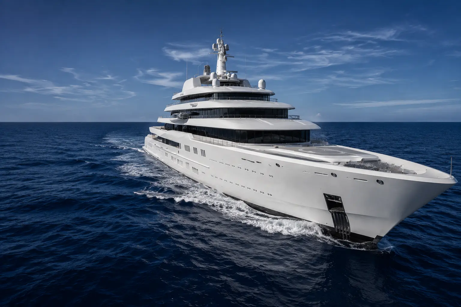 Beglazing van een superjacht op het water